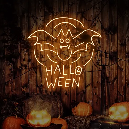 Halloween Bat Neon Sign - Custom Patch