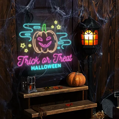 Trick or Treat Halloween Neon Sign - Custom Patch