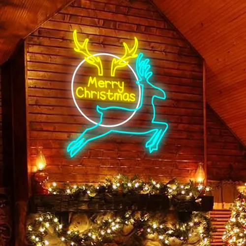 Merry Christmas Deer Neon Sign - Custom Patch
