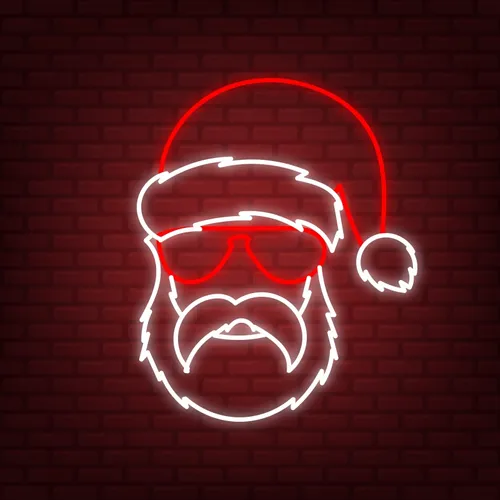 Hipster Santa Neon Sign - Custom Patch