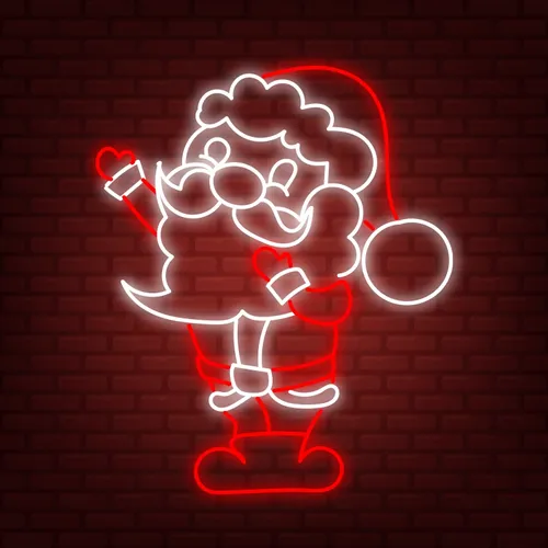 Red White Santa Neon Sign - Custom Patch