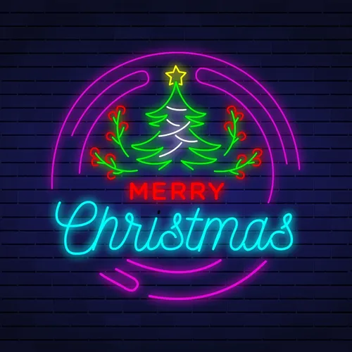 Merry Christmas Flower Tree Neon Sign - Custom Patch
