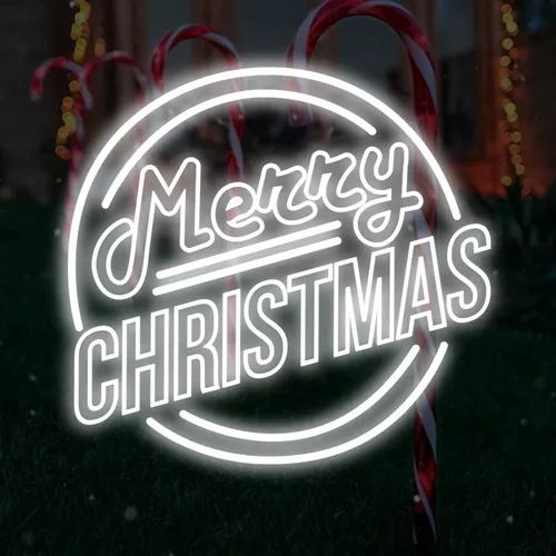 Merry Christmas Double Circle Text Neon Sign - Custom Patch