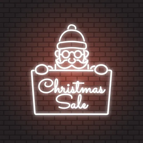 Christmas Sale Santa Neon Sign - Custom Patch