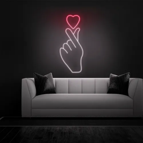 Finger Heart Neon Sign - Custom Patch