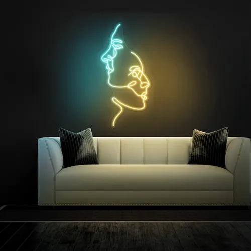 TWO FACE Graphic Neon Sign - Custom Patch