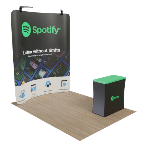 Custom Curved Zip Up Trade Show Display Backdrop Booth Stand 8' x 8' - Custom Patch