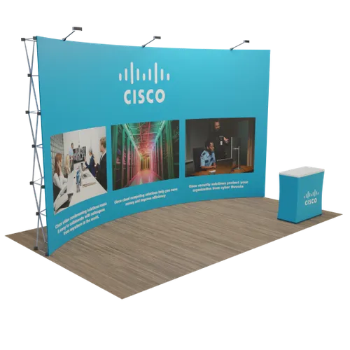 Custom Curved Pop Up Display Stand 20' x 10' (ft) - Custom Patch