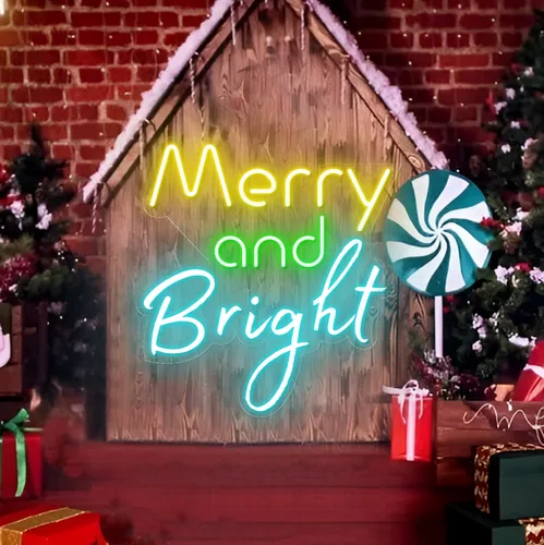Merry & Bright Neon Sign - Custom Patch