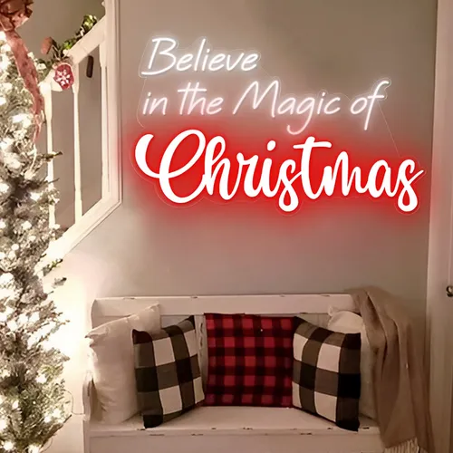 Believe in the Magic of Christmas Neon Sign - Custom Patch