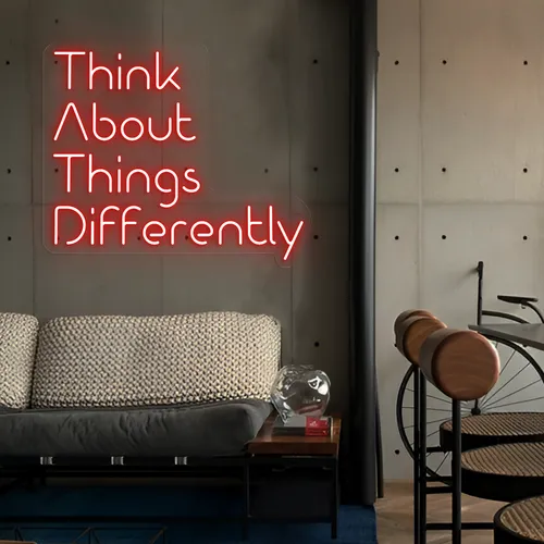 Think About Things Differently LED Neon Sign - Custom Patch