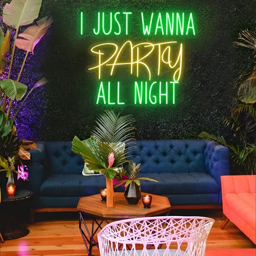 I Just Wanna Party All Night LED Neon Sign - Custom Patch