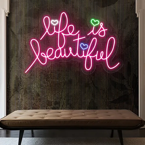 Life Is Beautiful Neon Sign - Custom Patch