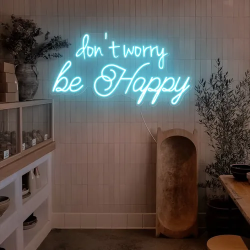 Dont Worry Be Happy Neon Sign - Custom Patch