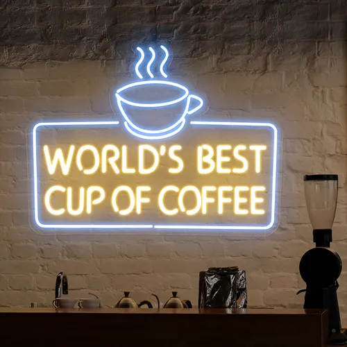 World's Best Cup of Coffee Neon Sign - Custom Patch