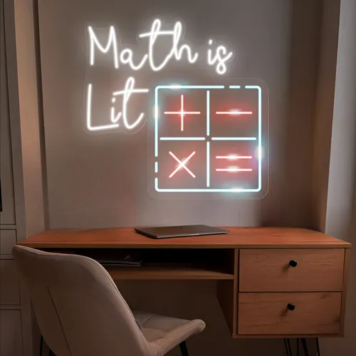 Math Is Lit Neon Sign - Custom Patch