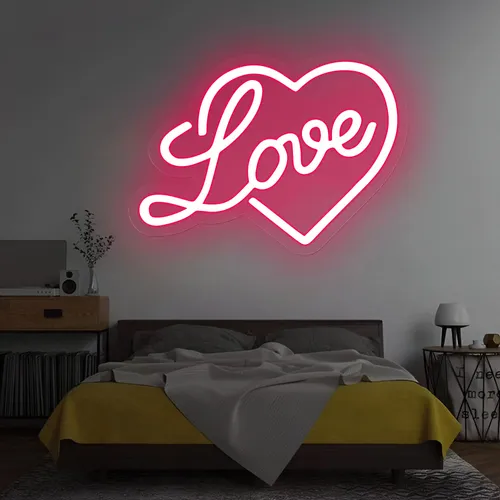 Heart Love Neon Sign - Custom Patch