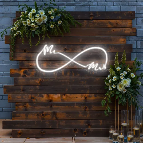 Mr and Mrs Infinity Wedding Neon Sign - Custom Patch