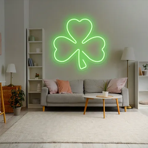 Green Clover Neon Sign - Custom Patch