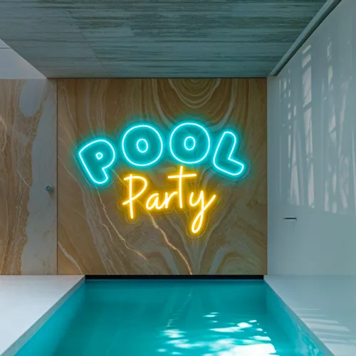 Pool Party Large Neon Sign - Custom Patch