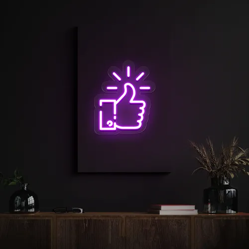 Purple Thumbs Up Neon Sign - Custom Patch