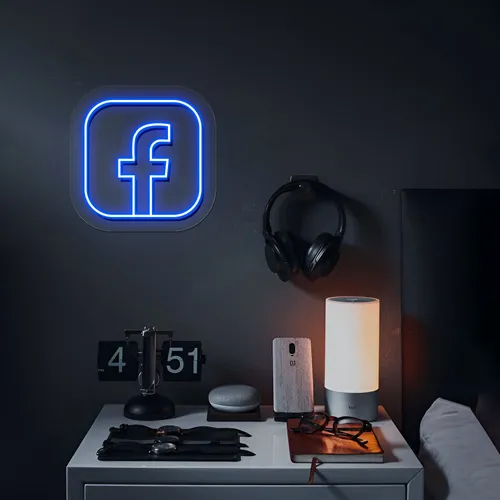Facebook Logo Neon Sign - Custom Patch