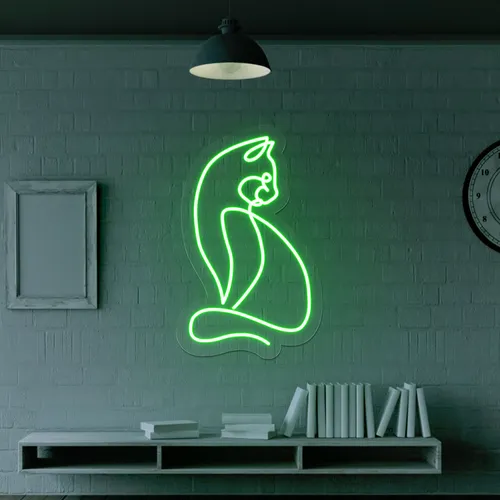 Scribble Cat Neon Sign - Custom Patch