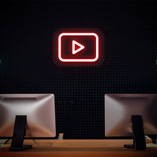 Youtube Play Button Neon Sign - Custom Patch