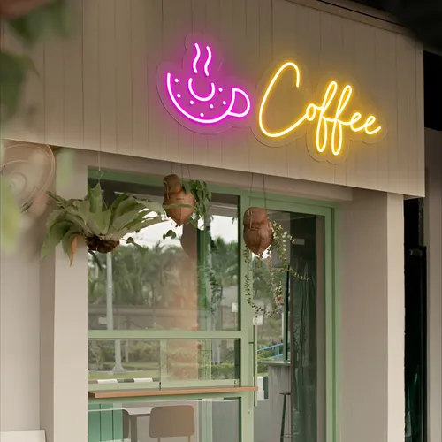 Donut Coffee Neon Sign - Custom Patch