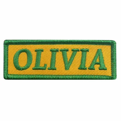Green and Yellow Olivia Name Patch - Custom Patch