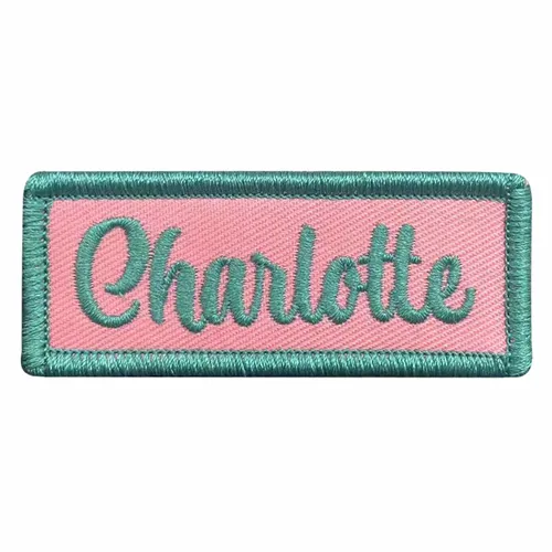 Teal and Pink Charlotte Name Patch - Custom Patch
