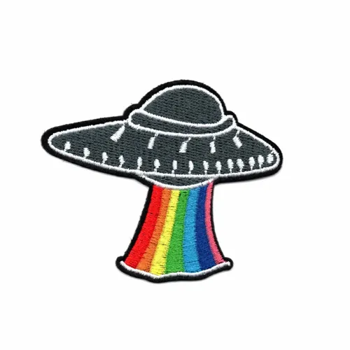 Rainbow and Black UFO Patch - Custom Patch
