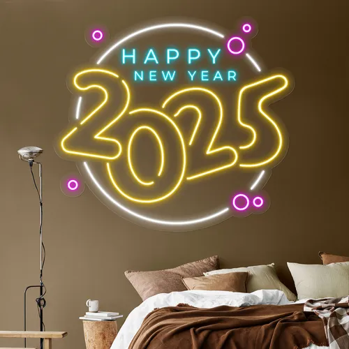 Colorful New Year Neon Sign - Custom Patch