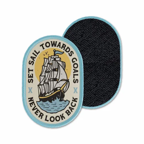 Oval Set Sail Never Look Back Velcro Patch - Custom Patch
