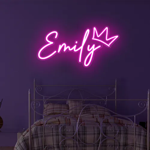 Emily Crown Neon Sign - Custom Patch