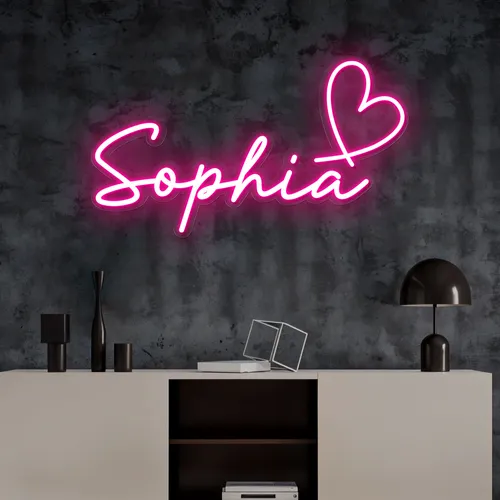 Sophia with Heart Neon Sign - Custom Patch