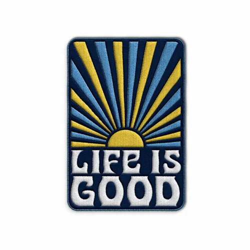 Rectangle Life is Good Iron On Patch - Custom Patch