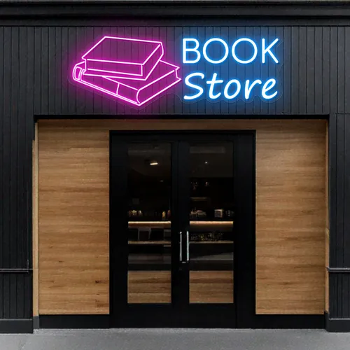 Glowing Book Store Neon Sign - Custom Patch