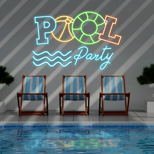 Fun Summer Pool Party Neon Sign - Custom Patch
