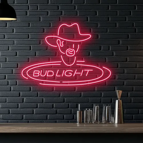 Cowboy Bud Light Neon Sign - Custom Patch