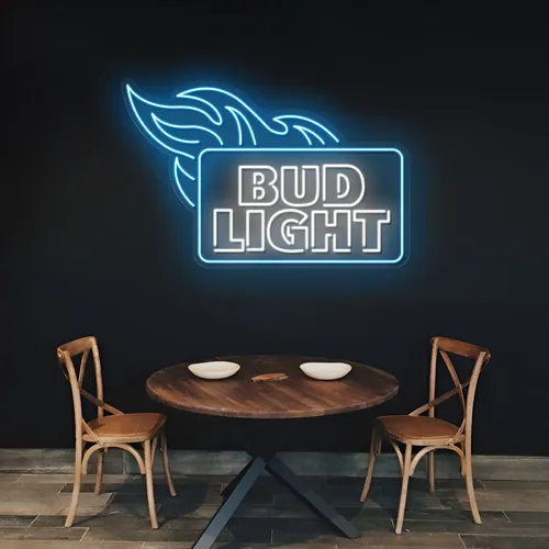 Fiery Bud Light Neon Sign - Custom Patch
