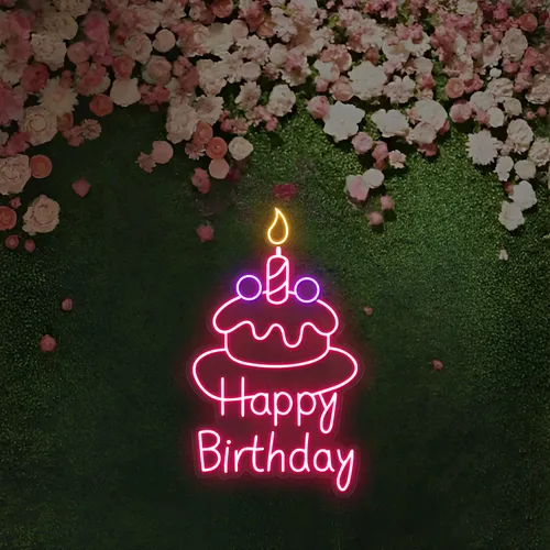 Happy Birthday Wishes Neon Sign - Custom Patch
