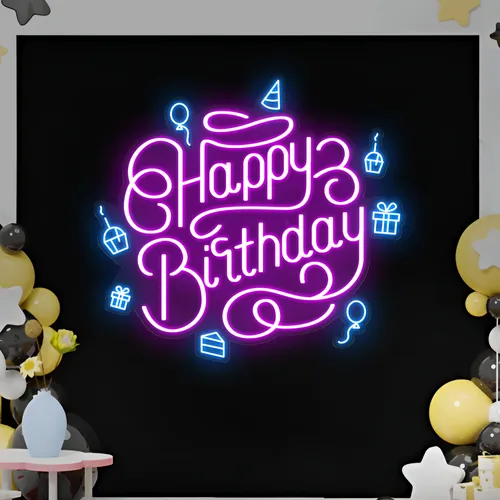 Happy Birthday Vibes Neon Sign - Custom Patch