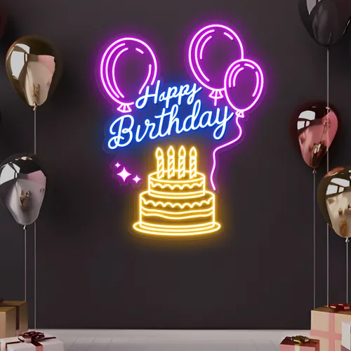 Happy Birthday Bash Neon Sign - Custom Patch