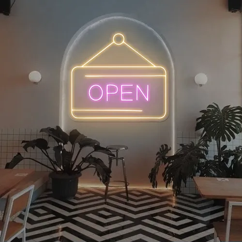Retro Open Neon Sign - Custom Patch
