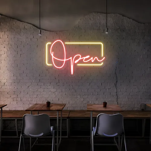 Modern Open Neon Sign - Custom Patch