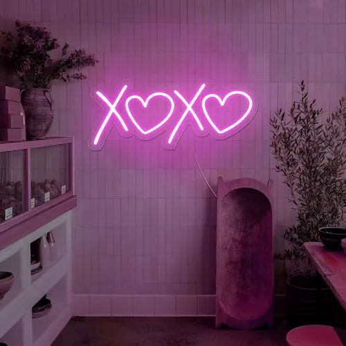 XOXO Heart Pink Neon Sign - Custom Patch