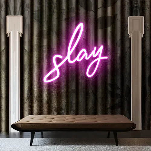 Glowing Slay Pink Neon Sign - Custom Patch