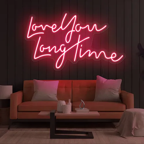 Love You Long Time Neon Sign - Custom Patch