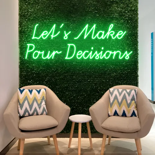 Stylish "Let's Make Pour Decisions" Neon Sign - Custom Patch